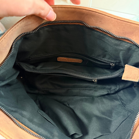 Sam & Hadley Brown Woven Hobo Bag Slouchy Faux Suede Shoulder - Picture 3 of 16